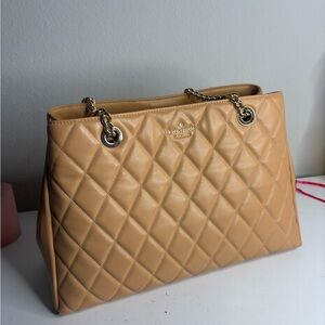 kate spade Quilted Chain-Handle Shoulder Bag in Tan